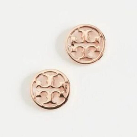New?Tory Burch Gold Logo Miller Stud Earrings - Picture 2 of 5